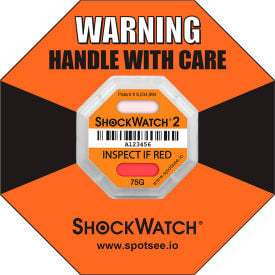 SpotSee™ ShockWatch® 2 Serialized Framed Impact Indicators 75G Range Orange 50/Box - Pkg Qty 2 51000K