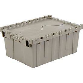 GoVets™ Plastic Attached Lid Shipping & Storage Container 21-7/8x15-1/4x9-11/16 Gray 808257