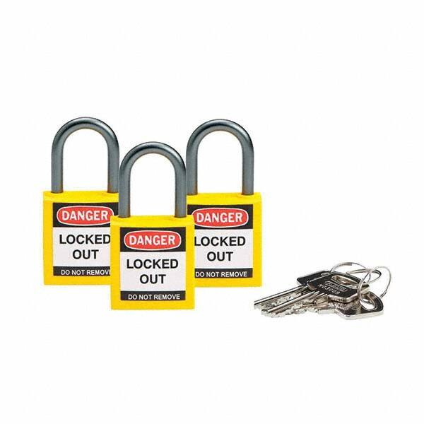Lockout Padlock: Keyed Alike, Key Retaining, Nylon, 1