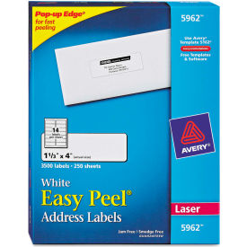 Avery® Easy Peel Laser Address Labels 1-1/3 x 4 White 3500/Box 5962