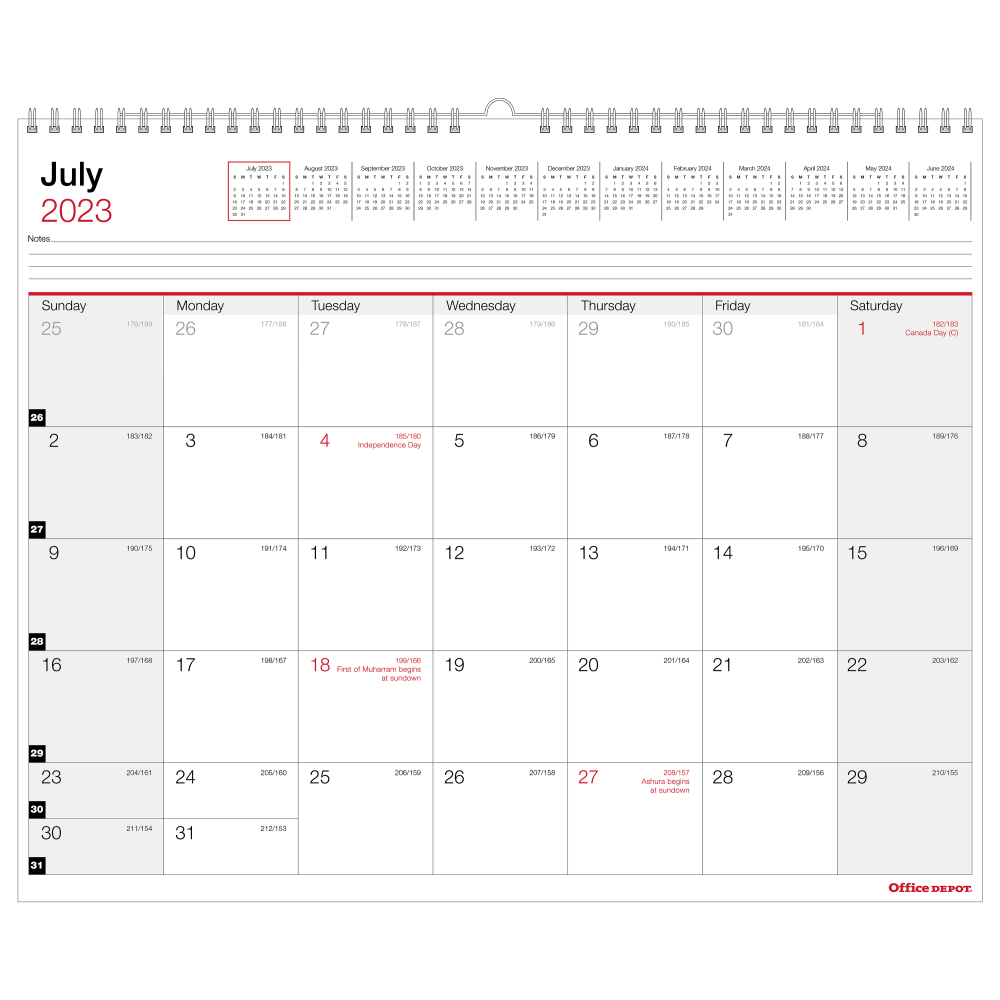 2023-2024 Office Depot Brand Monthly Academic Wall Calendar, 15in x 12in, 30% Recycled, July 2023 to June 2024 (Min Order Qty 10) MPN:ODUS2233-003