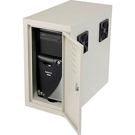 GoVets™ Computer CPU Side Cabinet with Front/Rear Doors and 2 Exhaust Fans Beige 309JBG249