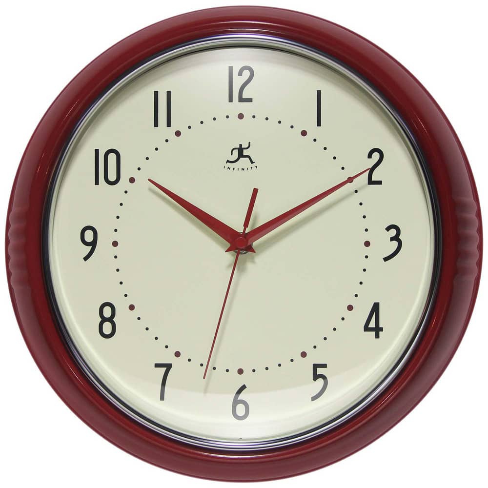 8 Inch Diameter, Off White Face, Dial Wall Clock MPN:10940-RED