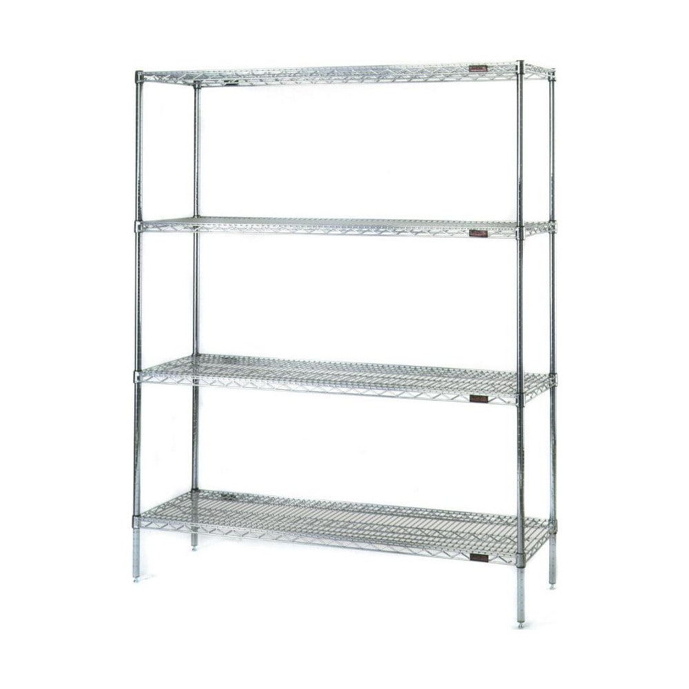 Wire Shelving, Shelving Type: Stationary Wire Shelving , Shelf Type: Adjustable , Adjustment Type: Split Sleeve , Shelf Capacity: 600lb , Mobility: Stationary  MPN:MSS4-1872C