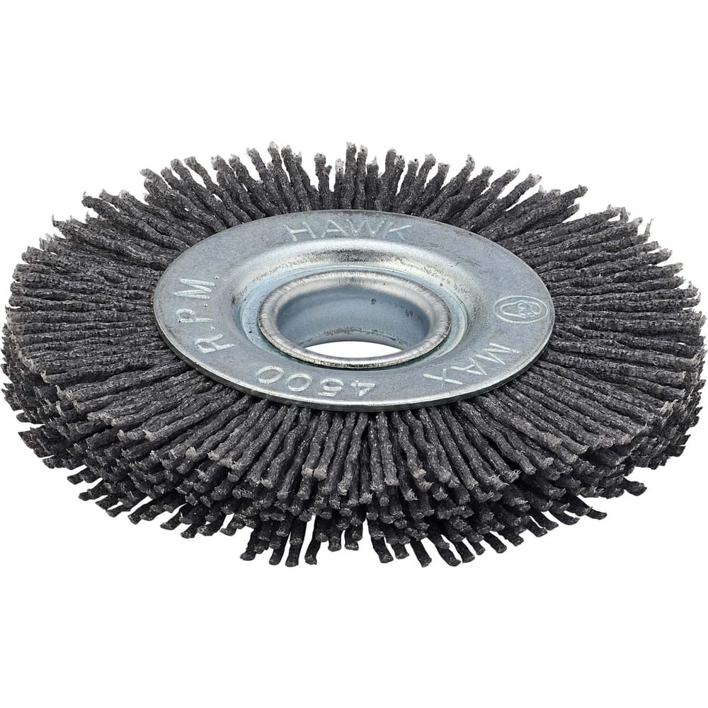 Wheel Brushes, Mount Type: Arbor Hole , Wire Type: Crimped , Outside Diameter (Inch): 4 , Face Width (Inch): 1/2 , Arbor Hole Size: 5/8 in, 1/2 in  MPN:30070