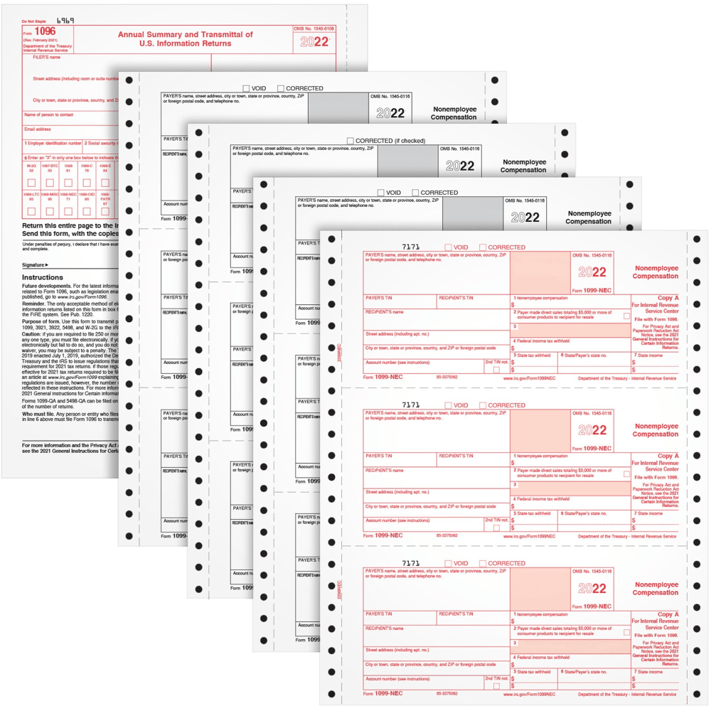 TOPS 4-part 1099-NEC Tax Forms - 4 Part - White - 24 / Pack (Min Order Qty 4) MPN:2299NEC