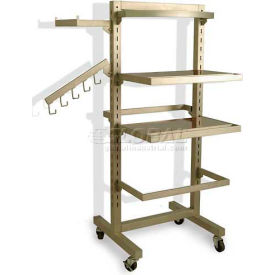 Slotted Double Displayer With Casters Satin Nickle AK-002