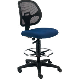 Interion® Armless Mesh Drafting Stool - Fabric - Blue 645BL695