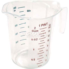 Winco PMCP-50 Measuring Cup W/ Red & Blue Markings 1 pt Clear Plastic - Pkg Qty 12 PMCP-50