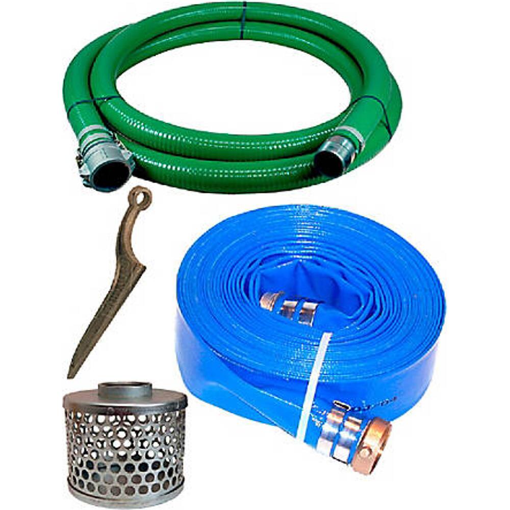 Liquid Suction & Discharge Hose, Inside Diameter (Inch): 4 , Material: PVC , Working Pressure (psi): 50.000 , Vacuum Rating: 29 In. Hg , Color: Green, Blue  MPN:A007-AMHOSEKIT4