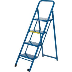 4 Step Thin Line Folding Step Ladder 300 lb. Capacity Blue - TL418 TL418