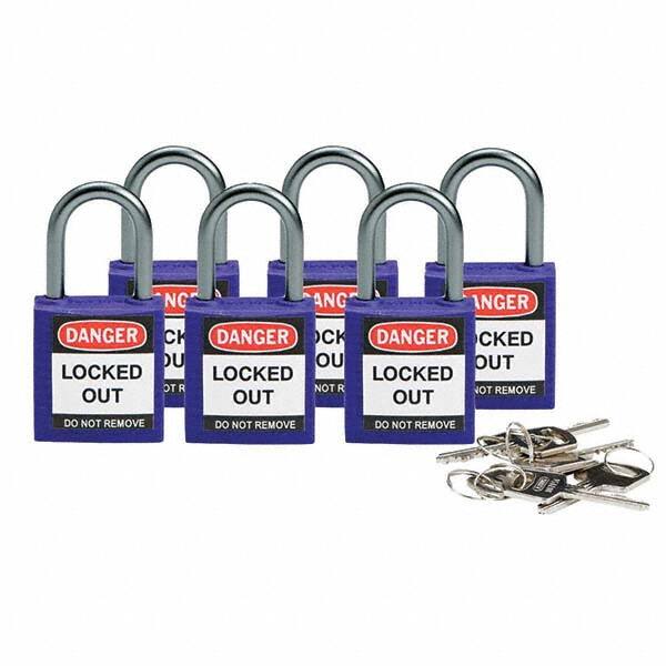 Lockout Padlock: Keyed Alike, Key Retaining, Nylon, 1