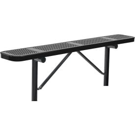 GoVets™ 6' Outdoor Steel Flat Bench Perforated Metal In Ground Mount Black 075IBK262