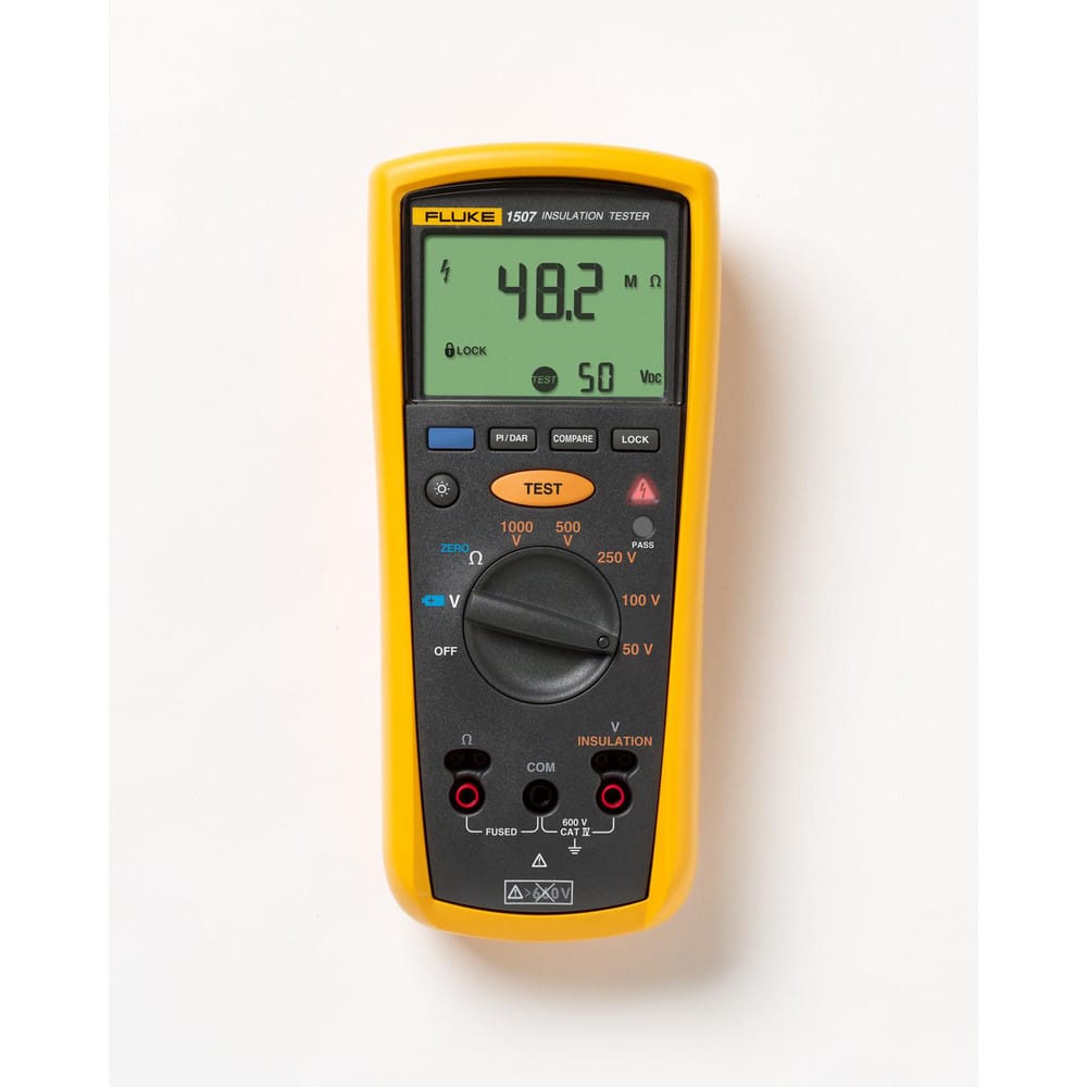 Electrical Insulation Resistance Testers & Megohmmeters, Display Type: Backlit LCD , Power Supply: AA Batteries , Resistance Capacity (Megohm): 200000  MPN:FLUKE-1507 CAL