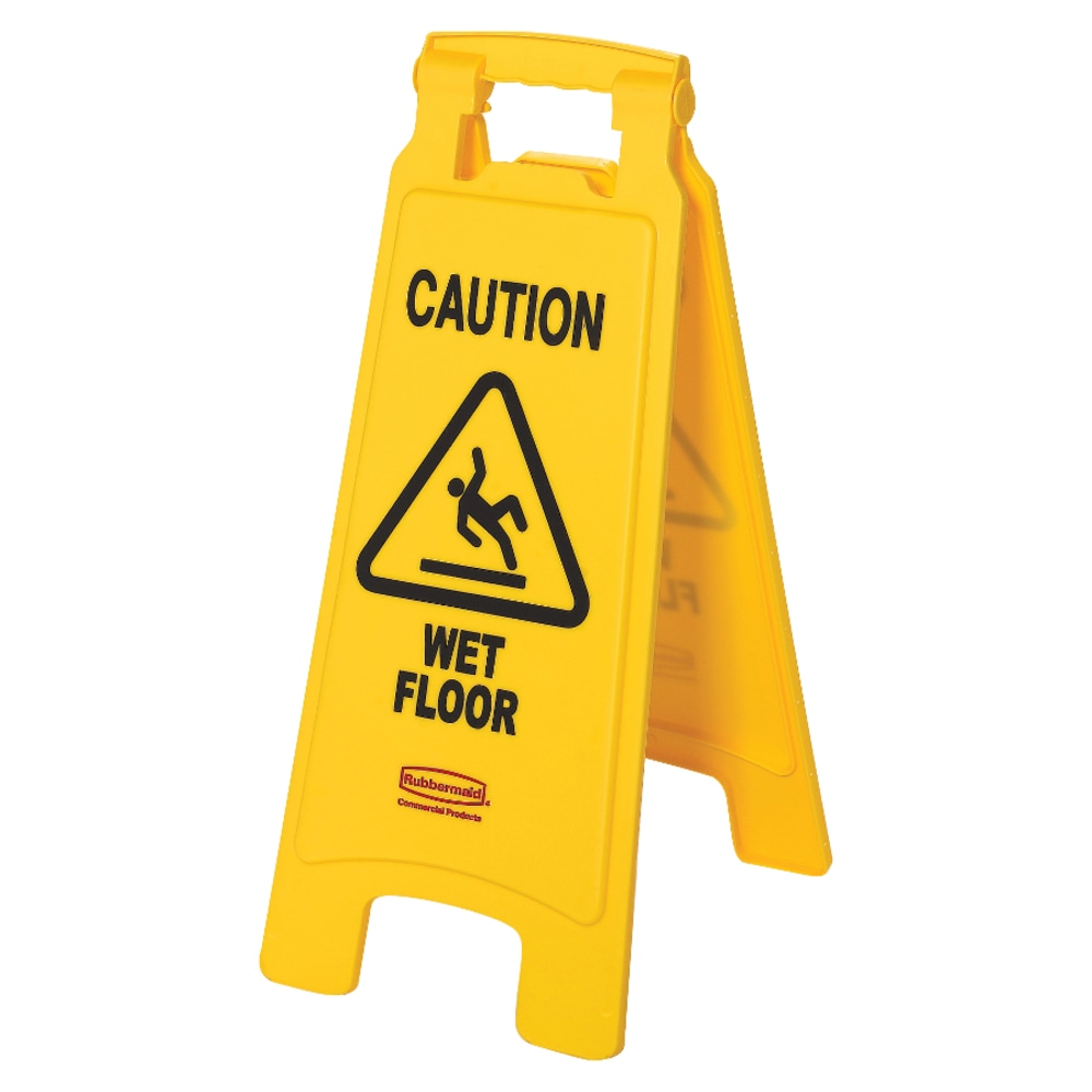 Rubbermaid Caution Wet Floor Safety Sign, 25in x 11in, Yellow (Min Order Qty 4) MPN:FG611277 YEL