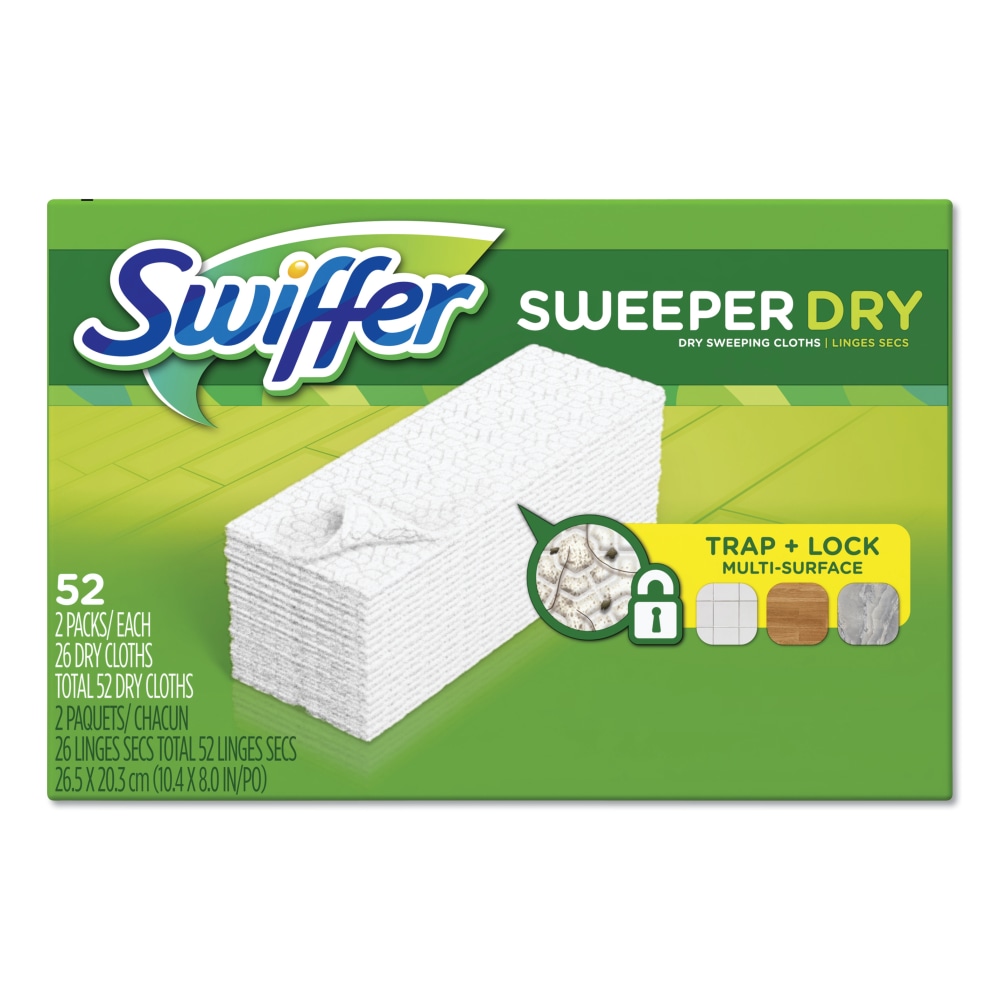 Swiffer Sweeper Dry Cloth Refills, White, 52 Refills Per Box, Carton Of 3 Boxes (Min Order Qty 2) MPN:81216