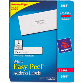 Avery® Easy Peel Laser Address Labels 1 x 4 White 5000/Box 5961