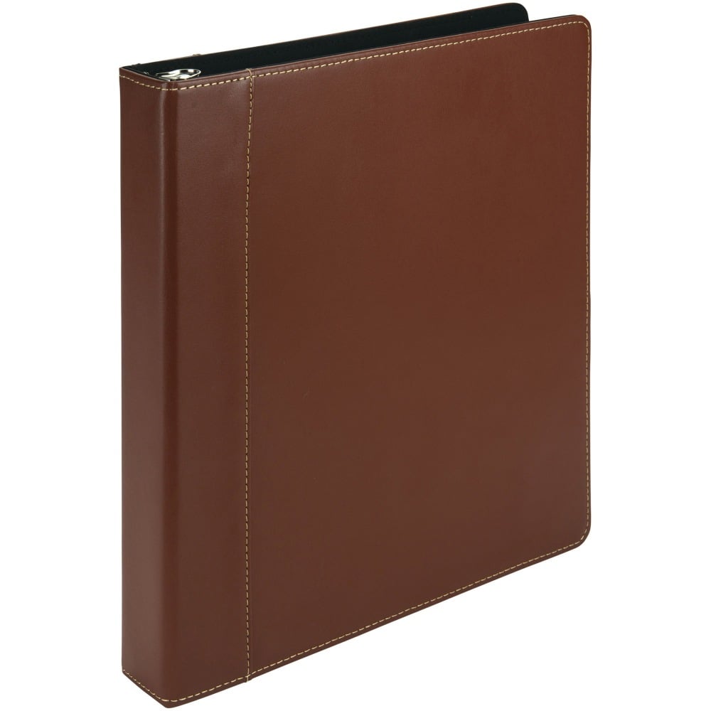 Samsill Contrast Stitch Bonded Leather Ring Binder, 1in Ring, 8 1/2in x 11in, Tan (Min Order Qty 2) MPN:15712