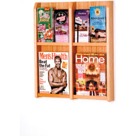 4 Magazine/8 Brochure Oak & Acrylic Wall Display - Light Oak LM-6LO