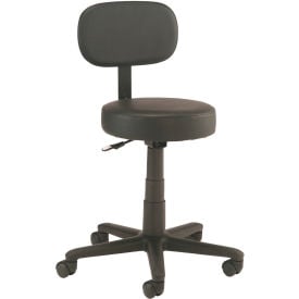 Interion® All Purpose Mobile Stool with Backrest Black 157ABK240