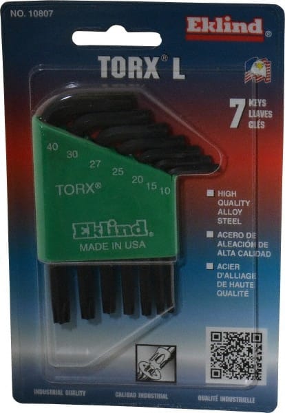 Torx Key Set: 7 Pc, L-Handle, T10 to T40 MPN:10807