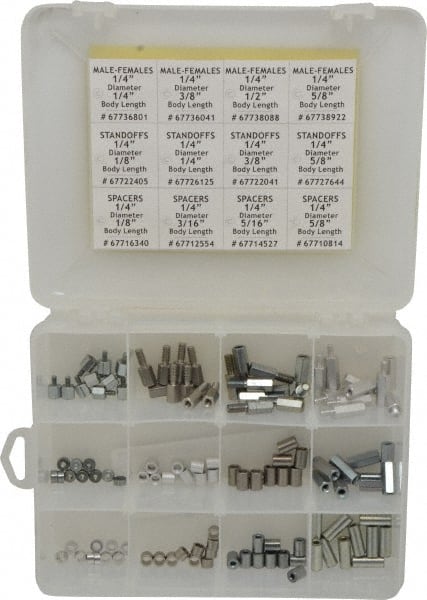 Standoff & Spacer Assortments, Minimum Thread Size (Inch): 1/8  MPN:SAM-250-1