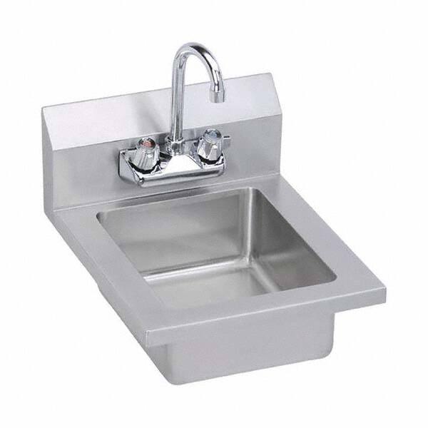 Hand Sink: Wall Mount, Manual Faucet, 3 Stainless Steel MPN:EHS-14X