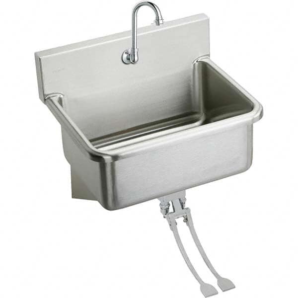 Hand Sink: Wall Mount, Double Knee Valve Faucet, 304 Stainless Steel MPN:EWS2520FC