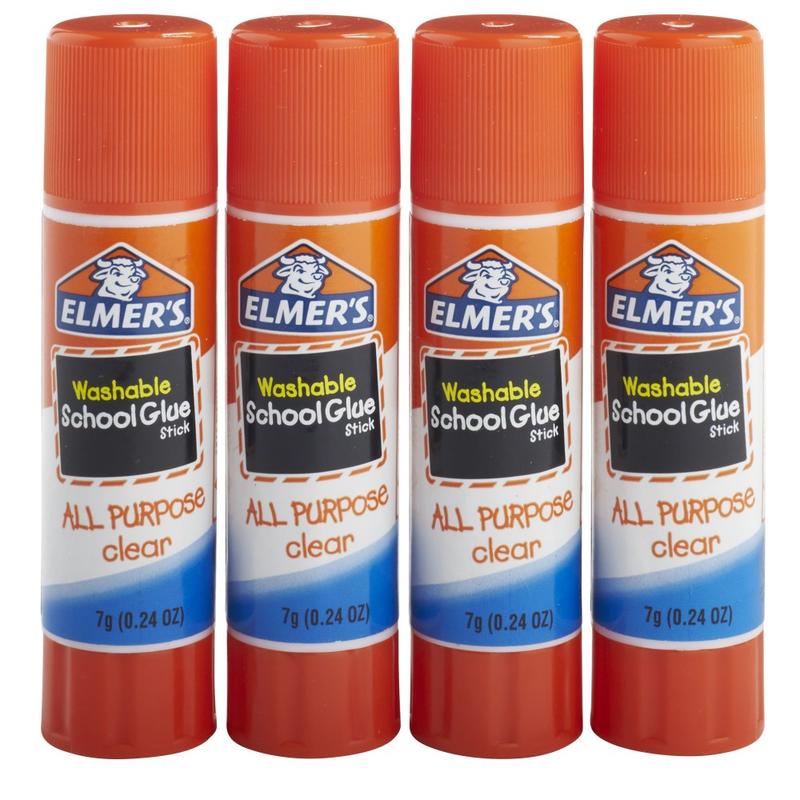 Elmers Washable School Glue Sticks, 0.24 Oz, Pack Of 4 (Min Order Qty 22) MPN:E542