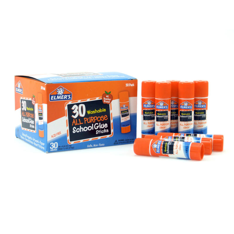 Elmers Glue Stick Classroom Pack, All-Purpose Clear, Box Of 30 (Min Order Qty 5) MPN:E556