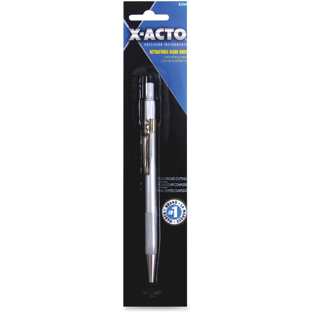 X-Acto X3209 Retractable Blade Knife - Retractable, Pocket Clip, Lightweight - Carbon Steel - Aluminum - 1 Each (Min Order Qty 4) MPN:X3209Q