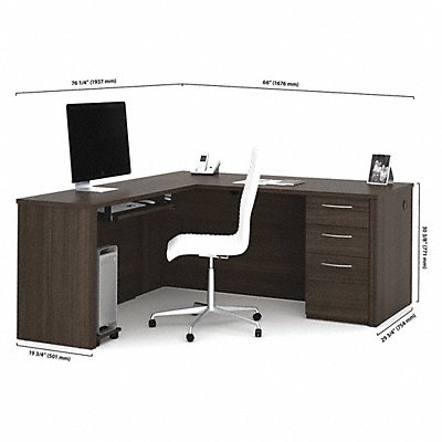 Desk L-Shaped 66 Dark Chocolate MPN:60852-79