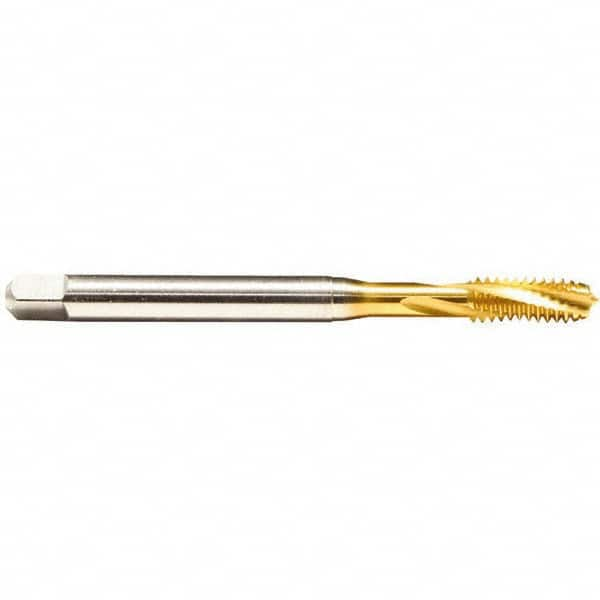 Spiral Flute Tap: M2x0.40 Metric, 2 Flutes, Bottoming, 6H Class of Fit, Cobalt, TIN Coated MPN:B0461400.0020