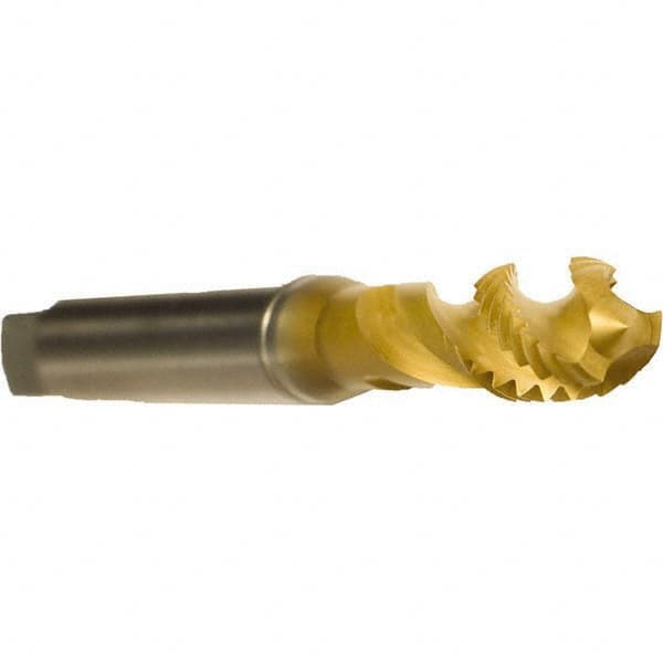 Spiral Flute Tap: M10x1.50 Metric, 3 Flutes, Modified Bottoming, 6H Class of Fit, Cobalt, TIN Coated MPN:B0501400.0100