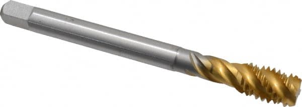 Spiral Flute Tap: 7/16-14 UNC, 4 Flutes, Bottoming, 2B Class of Fit, Cobalt, TIN Coated MPN:CU513700.5012