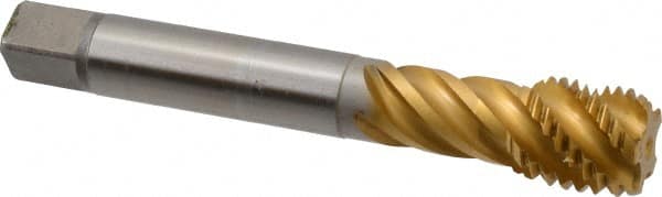 Spiral Flute Tap: #1-8 UNC, 4 Flutes, Bottoming, 2B Class of Fit, High Speed Steel, TIN Coated MPN:CU513700.5018
