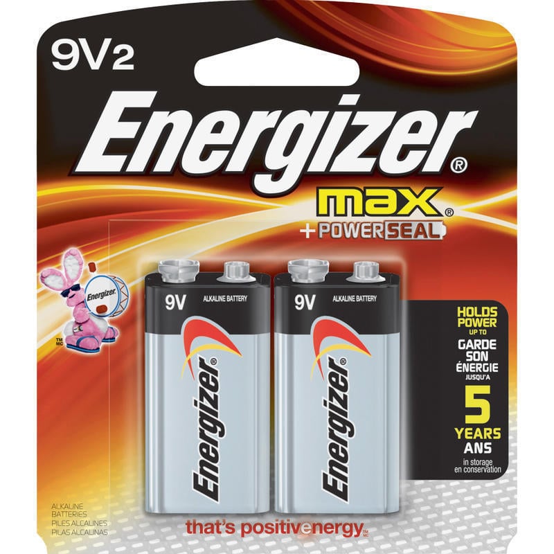 Energizer 9-Volt MAX Alkaline Batteries, 2-Packs - For Multipurpose - 9V - 595 mAh - 9 V DC - 96 / Carton MPN:522BP2CT