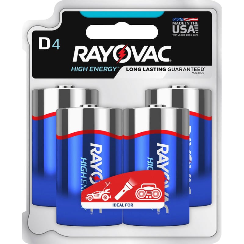 Rayovac Alkaline D Batteries - For Multipurpose - D - 4 / Pack (Min Order Qty 6) MPN:8134TK