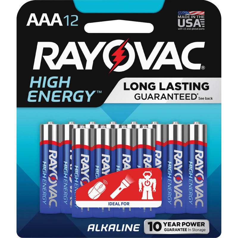 Rayovac High-Energy Alkaline AAA Battery 12-Packs - For Multipurpose - AAA - 12 / Carton MPN:82412KCT