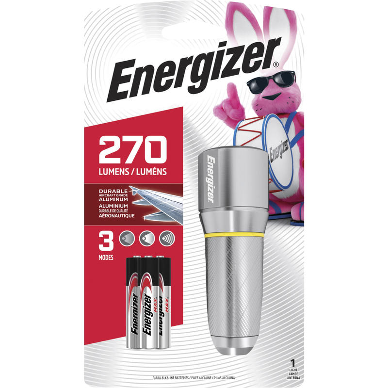 Energizer Vision HD Compact Flashlight - LED - 270 lm Lumen - 3 x AA - Battery - Metal - Chrome - 1 Each (Min Order Qty 5) MPN:EPMHH32E