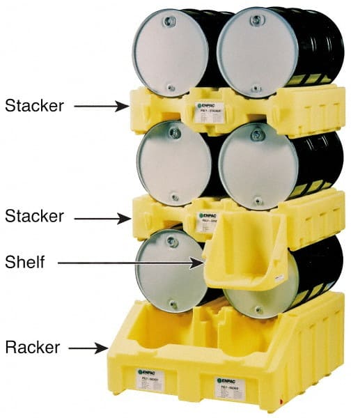 Drum Dispensing & Collection Workstations, Spill Capacity: 110.0 , Maximum Load Capacity: 3000.0 , Overall Height: 22.5 , Overall Length: 49, 52.5  MPN:6000-YE