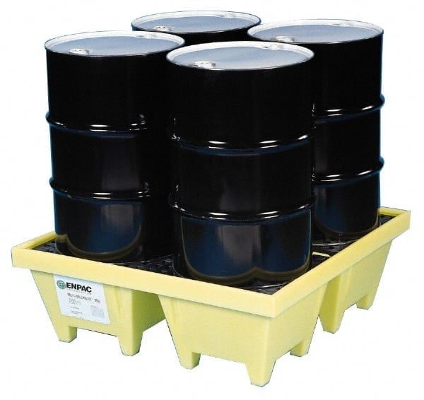 Spill Pallet: 4 Drum, 83 gal, 6,000 lb, Plastic MPN:5001-YE
