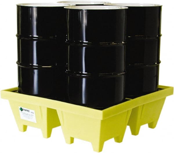 Spill Pallet: 4 Drum, 83 gal, 6,000 lb, Polyethylene MPN:5001-YE-D