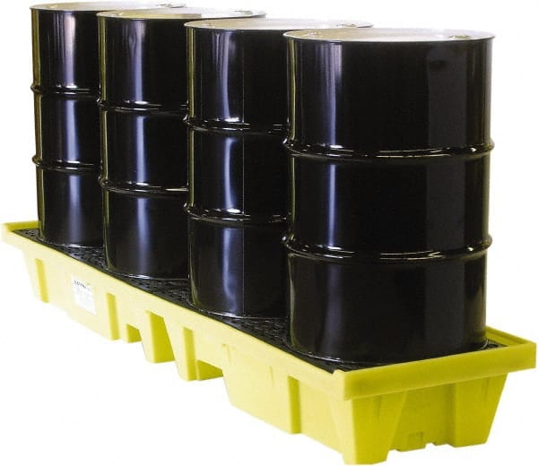 Spill Pallet: 4 Drum, 66 gal, 3,000 lb, Polyethylene MPN:5102-YE-D