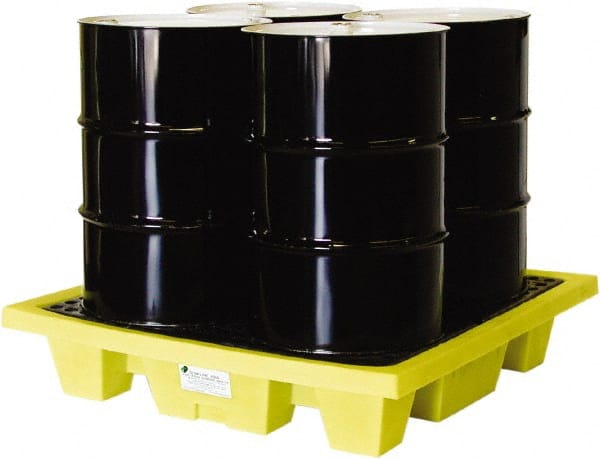 Spill Pallet: 4 Drum, 66 gal, 6,000 lb, Polyethylene MPN:5400-YE-D