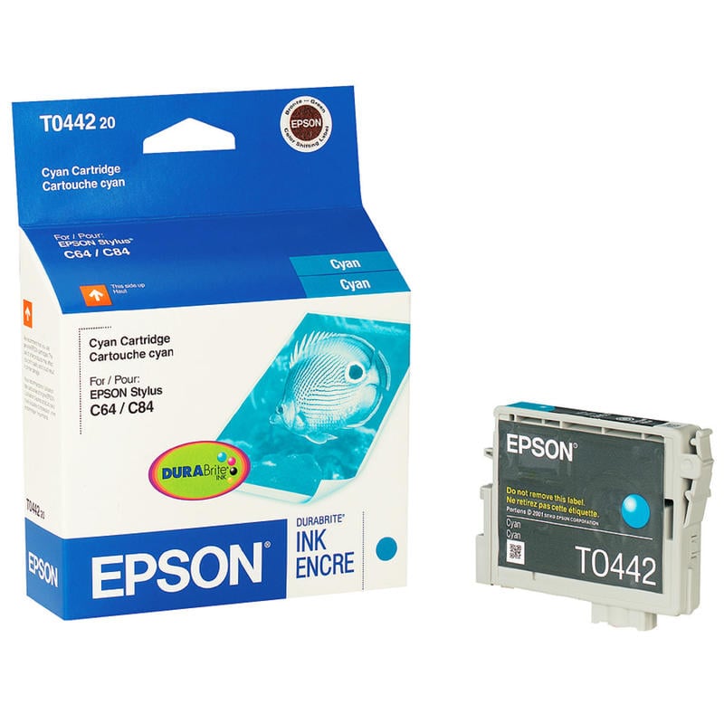 Epson T0442 DuraBrite Cyan Ink Cartridge, T044220 (Min Order Qty 4) MPN:T044220-S