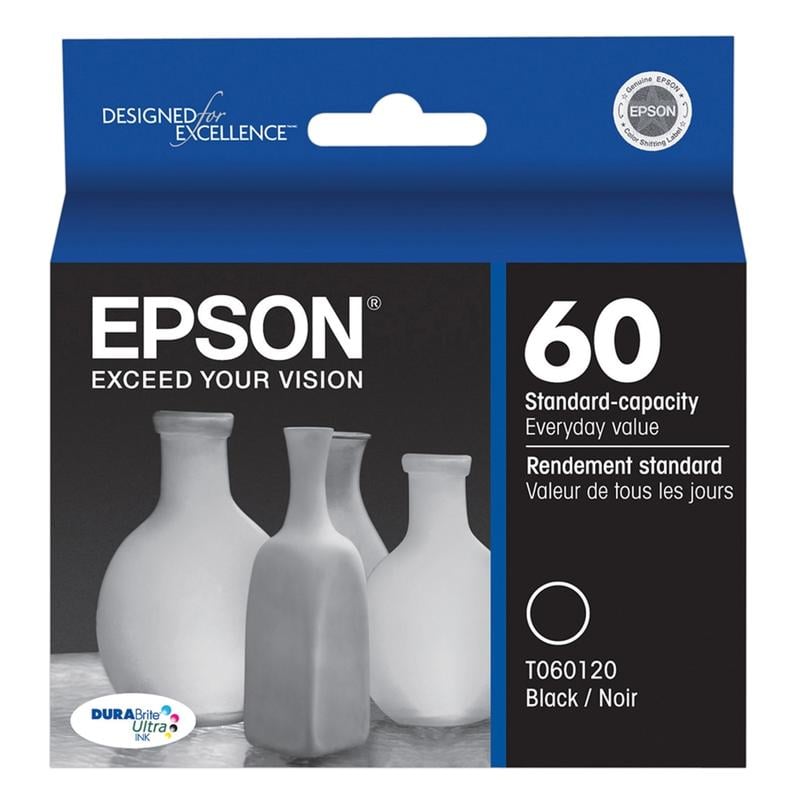 Epson 60 DuraBrite Ultra Black Ink Cartridge, T060120-S (Min Order Qty 3) MPN:T060120-S