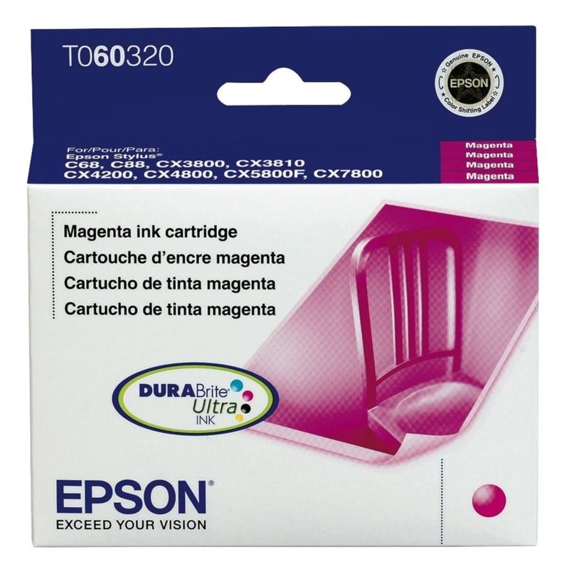 Epson 60 DuraBrite Ultra Magenta Ink Cartridge, T060320-S (Min Order Qty 3) MPN:T060320-S