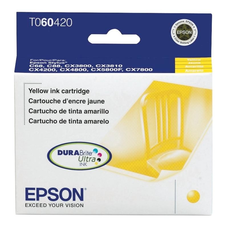 Epson 60 DuraBrite Ultra Yellow Ink Cartridge, T060420-S (Min Order Qty 3) MPN:T060420-S