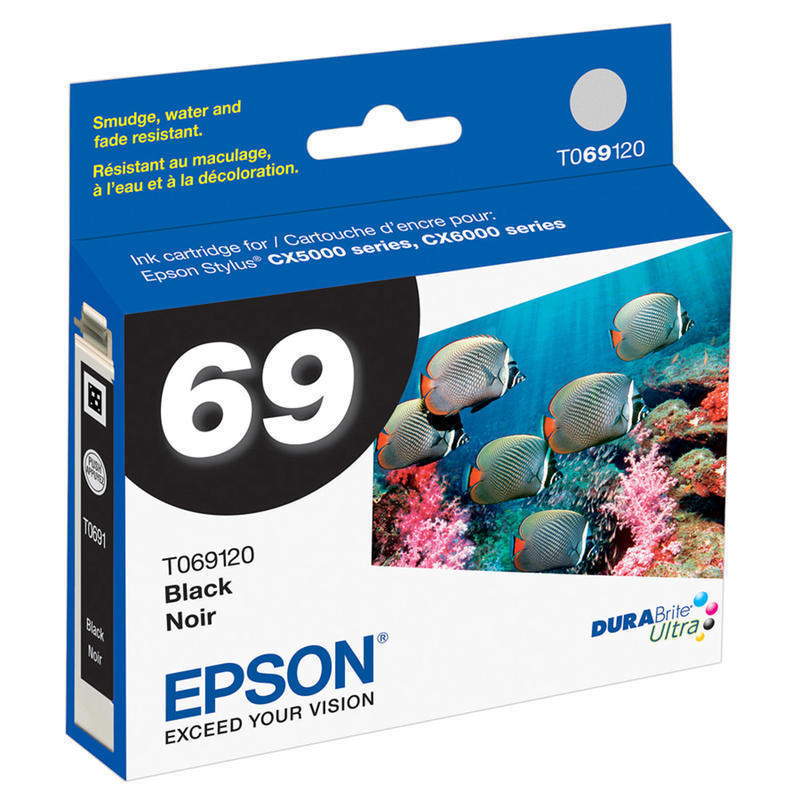 Epson 69 DuraBrite Ultra Black Ink Cartridge, T069120-S (Min Order Qty 3) MPN:T069120-S